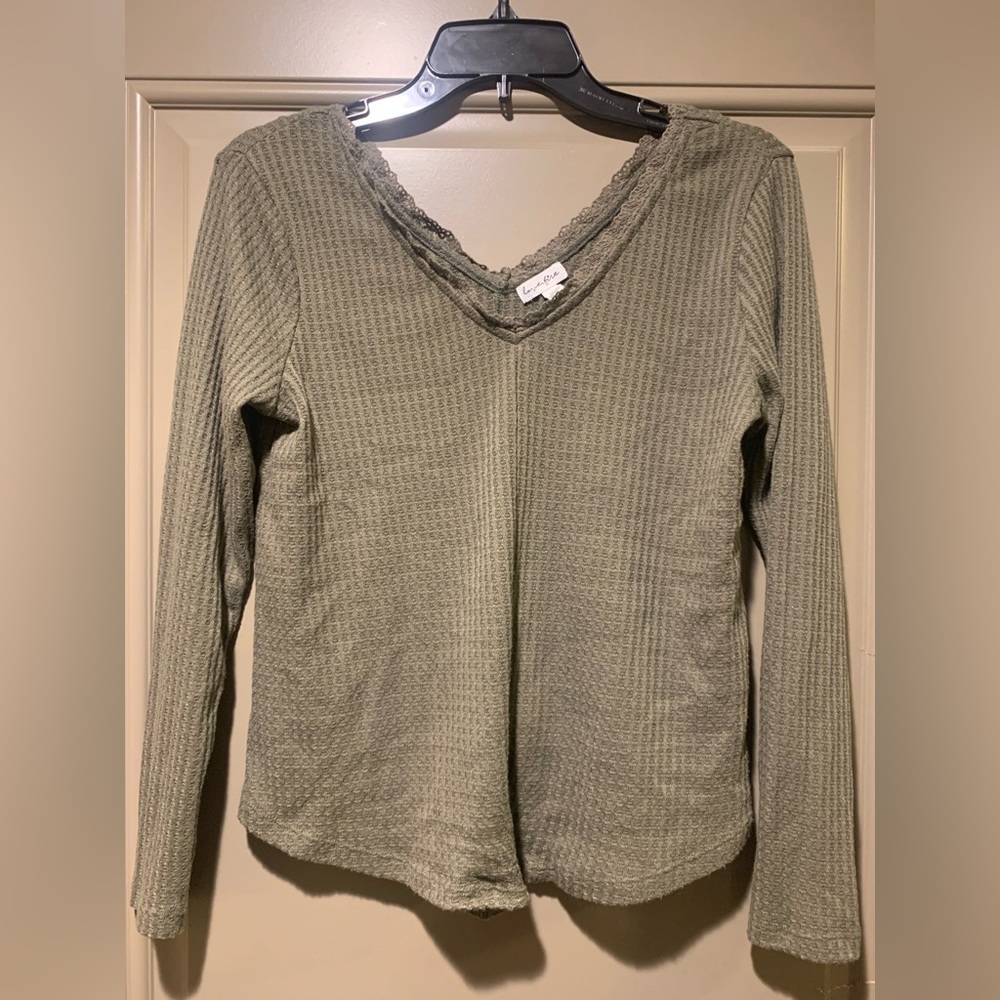 Size small, long sleeve olive green top